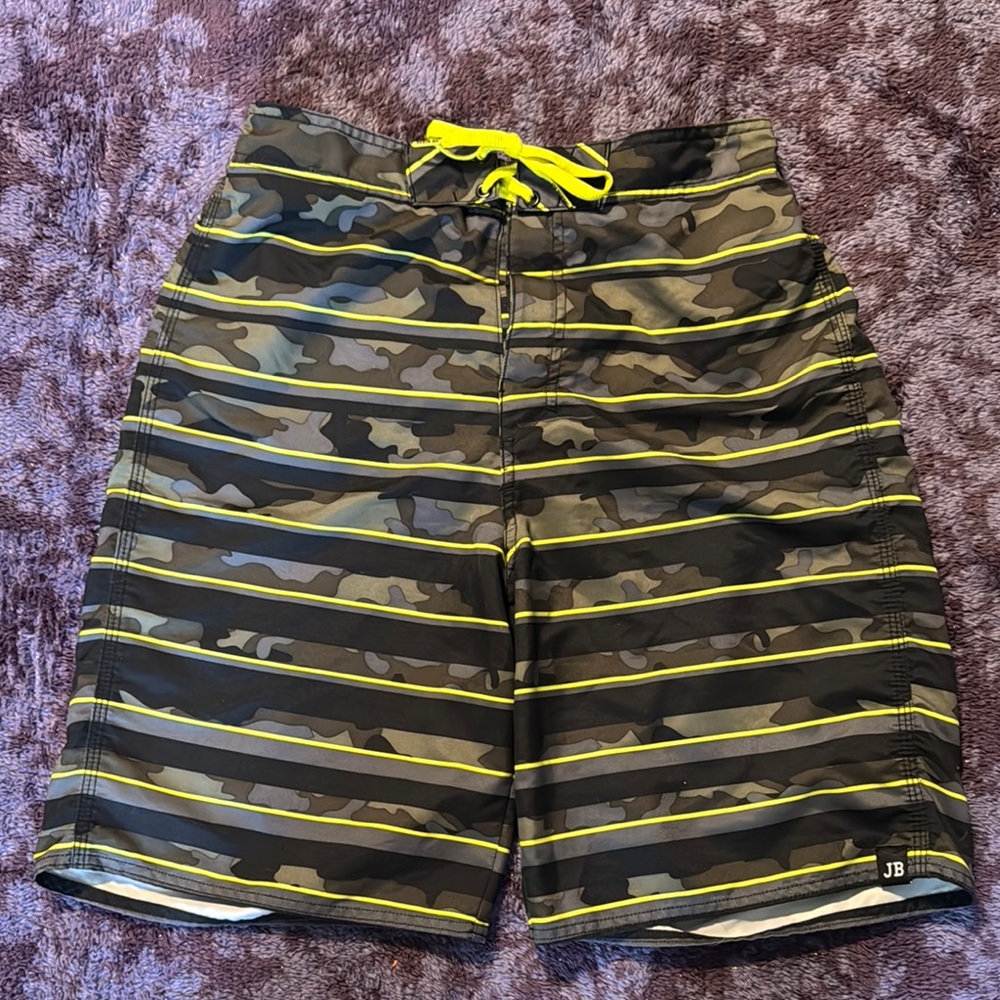 2/$10 Men's sz Medium Camouflage Swim Shorts - Green and Yellow